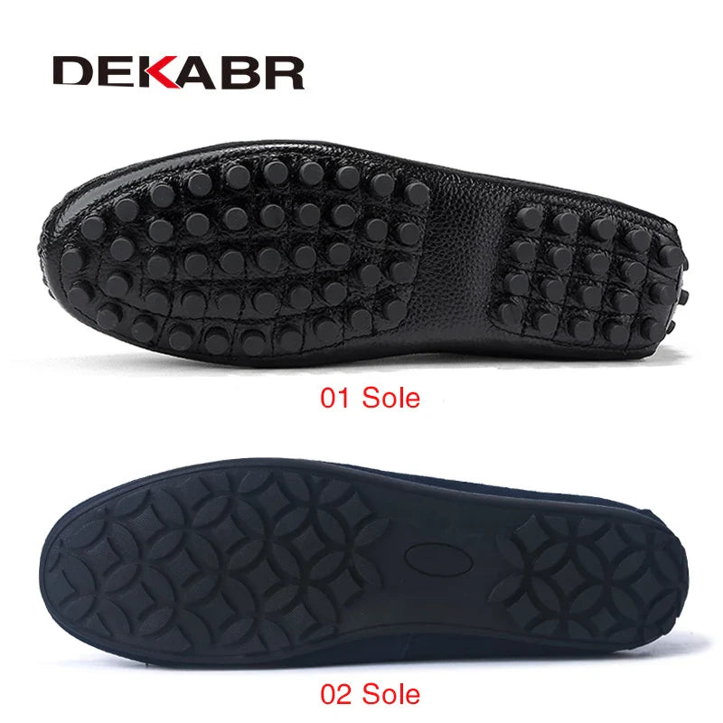 DEKABR Big Size 38~49 Men Loafers Real Leather Shoes Fashion Men Boat Shoes Brand Men Casual Leather Shoes Male Flat Shoes