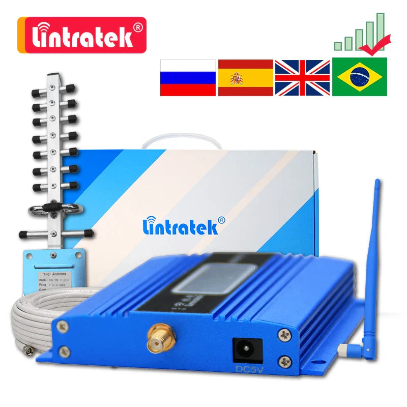 Cellular Amplifier GSM 2G 900 3G UMTS 2100 4G LTE 1800MHZ DCS Signal Booster Cell Mobile Phone  + Antenna + 10m Cable Repeater