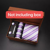 modern ties for men 2024 red Set Gift Box Jacquard Necktie And Pocket Square Clip Cufflinks Red Black Blue Handkerchief Formal