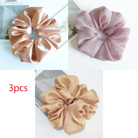 4Pcs/3Pcs Oversized Scrunchie Big Rubber Hair Tie Set Solid Stain Elastic Hair Bands Girl Ponytail Holder Super Hair Accessories