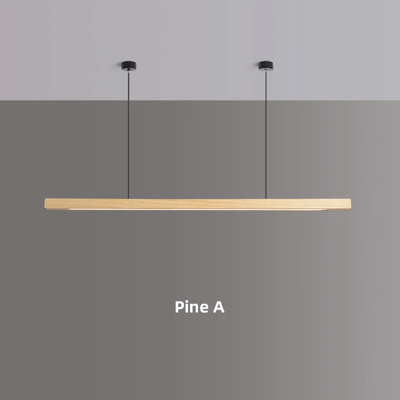 Wooden Pendant Lights Hanging Lamp Modern Table LED Long Linear Light Kitchen Island Lighting for Dining Living Room Office