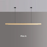 Wooden Pendant Lights Hanging Lamp Modern Table LED Long Linear Light Kitchen Island Lighting for Dining Living Room Office