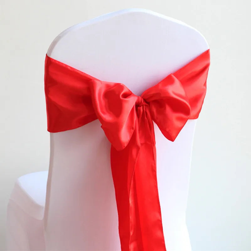 10/50/100pcs Satin Chair Sashes Wedding Chair Bow Knot Ribbon Tie For Party Hotel Event Banquet Birthday Decoration