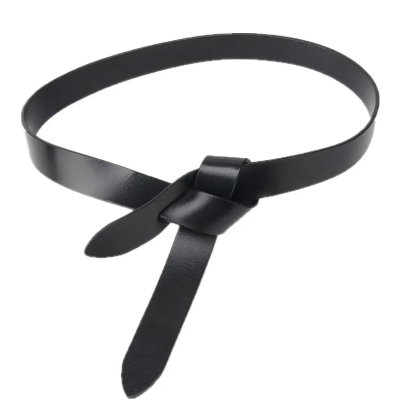 High Quality Long Cowhide Belts Knot Design DIY Buckle Strap Fashion Waistbands HOT Real Leather Knotted Belt Women Accessories