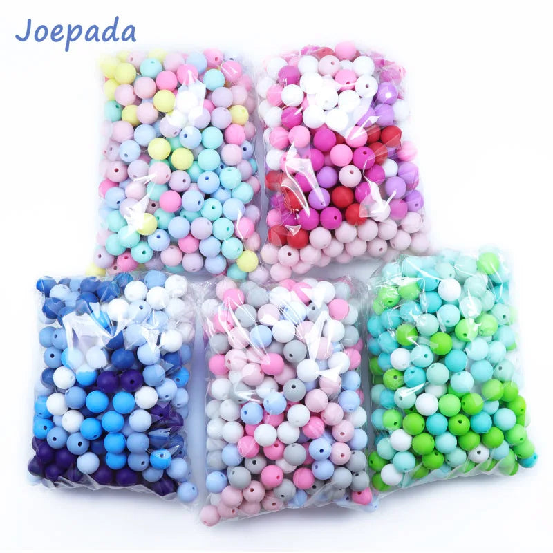 Joepeada 300Pcs/lots 12mm Round Silicone Teething Beads Food Grade Silicone Rodents For DIY Baby  Teething Necklace Baby Teether