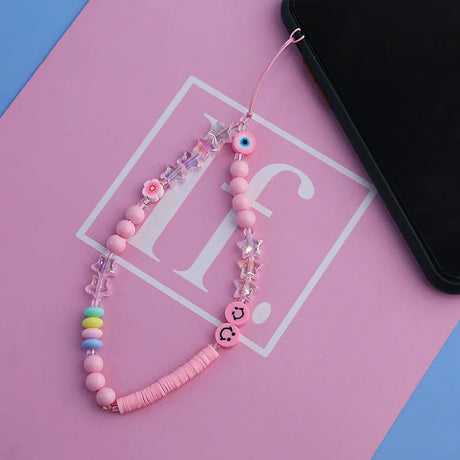 New Mobile Phone Chains Strap Lanyard Colorful Pearl Soft Pottery Rope Cell Phone Case Hanging Cord for Women Wholesale