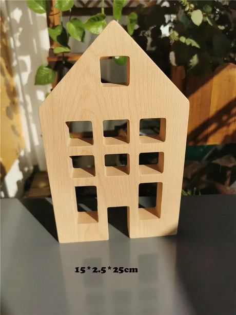 Kids Montessori Wooden Toys Large Dutch Wood House Big Wall Lucite Cube Creative Education Blocks Birthday Gift