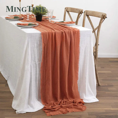 Table Runners Rustic Cotton Gauze Dining Burlap Retro Burr Texture Vintage Wedding Supplies Linen Home Christmas Decorations