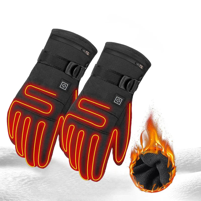 2x Winter Motorcycle Gloves Men Electric Heated Gloves TouchScreen Thermal Guantes Battery Powered for MTB Riding Heating Gloves