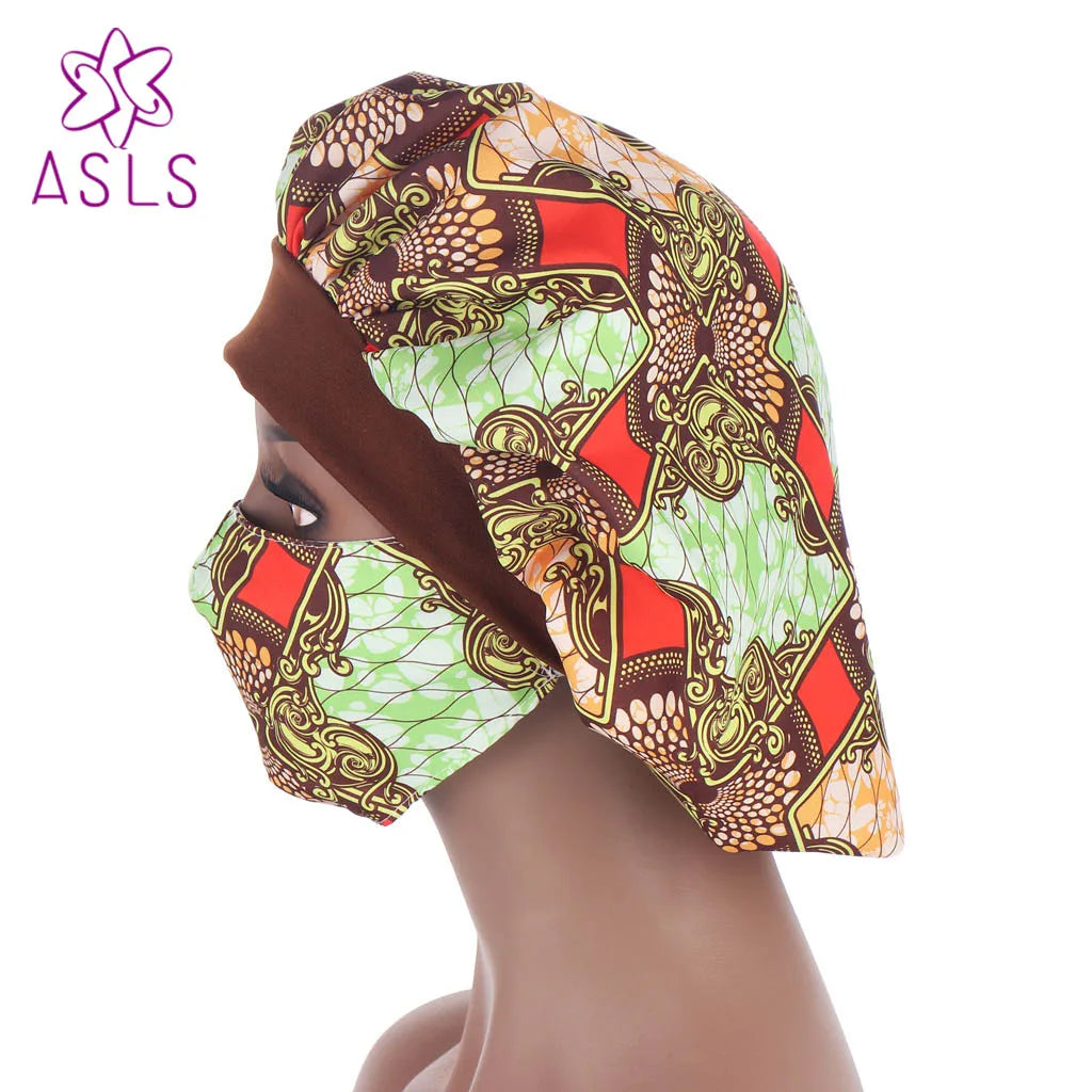 2021 New African pattern multicolor nightcap fashion mask hat suit headscarf cap women's hood Sleep Night Cap Hair accessories