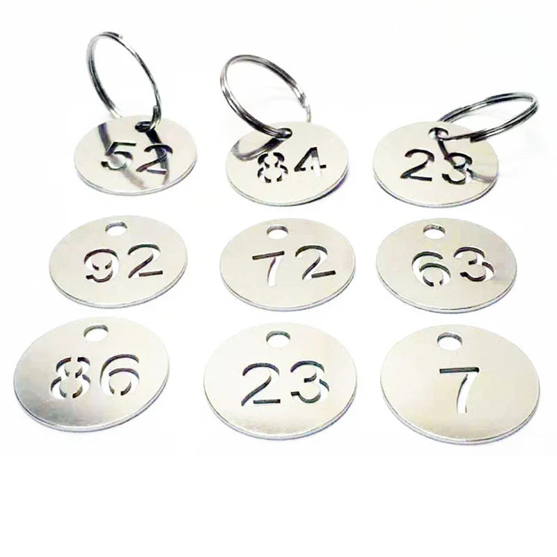 Pareto 23mm Number Tag Stainless Steel Key Chain Key Ring Keyring Dog Tag Custom 10 pcs/bag