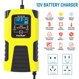 FOXSUR Intelligent Automotive Battery Charger 6V 12V Car Motorcycle Trucks AGM Lead-Acid Automatic Repair Desulfator Accessories