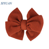 20pcs/lot High Quality 4.5'' Solid Seersucker Waffle Bow Knot with Clip Girl Party Headdress Accessories HDJ157