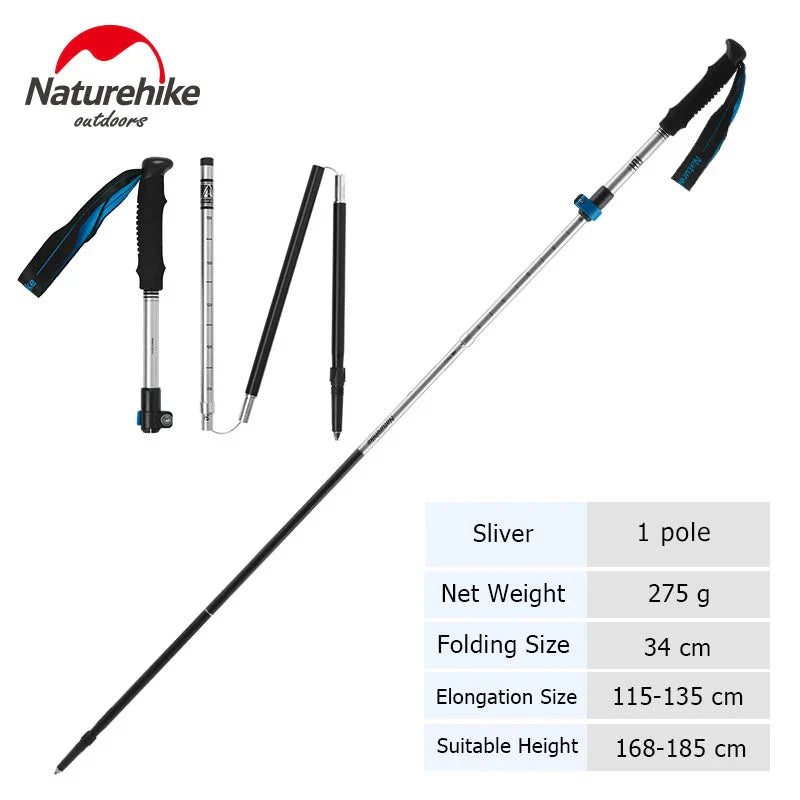 Naturehike Trekking Pole ST09 Folding Hiking Stick Ultralight Hiking Pole Collapsible Hiking Stick Climbing Stick Trekking Stick