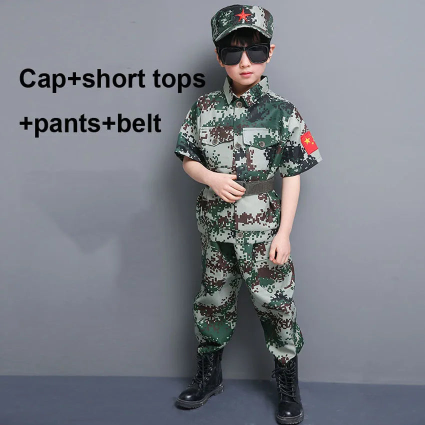 New Military Uniform For Kids Training Suit Boy Special Force Combat Jacket Pants Set Army Camouflage Children Soldier Clothes