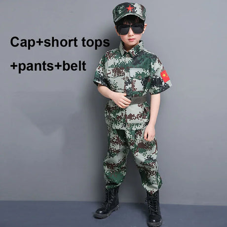 New Military Uniform For Kids Training Suit Boy Special Force Combat Jacket Pants Set Army Camouflage Children Soldier Clothes