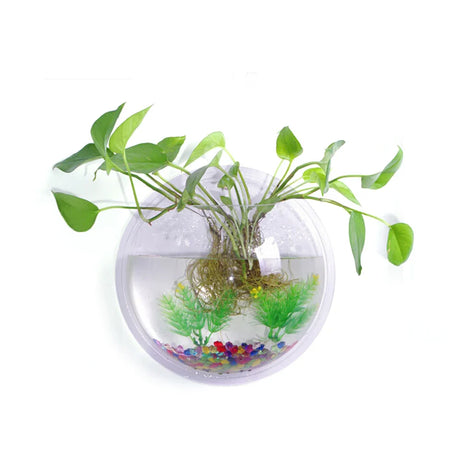 Behogar Dia 23cm/29.5cm Acrylic Fish Bowl Wall Mount Hanging Aquarium Aquatic Pet Supplies Products Fish Tank Flower Plant Vase