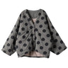 Johnature Women Polka Dot Parkas V-Neck Bat Sleeve Warm Coats 2024 Autumn New Button Loose Female Clothes Casual Parkas Coats