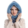 Winter 3 in1 Warm Women Knitted Ski Hat With Scarf Neck  Fleece Lined Hood Face Mask Adult Balaclava For Outdoor Sports