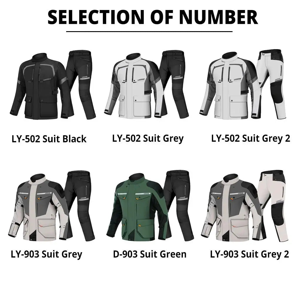 LYSCHY Motorcycle Jacket Pants Suit Cold-proof Waterproof Winter Men Motorbike Riding Moto Jacket Protective Gear Armor Clothing