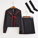 Dark Demon Japanese JK Sets School Uniform Girls Sakura Embroideried Autumn High School Women Novelty Sailor Suits Uniforms XXL