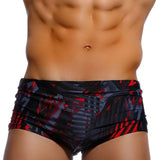 Sexy Summer Men Swimwear Swimsuits Square Graffiti Surf Swim Boxer Briefs Bikini Shorts Beach Trunks Boardshorts Brazilian Cut