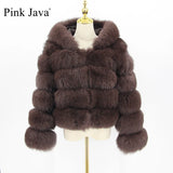 pink java QC20110 women winter fur coats real fox fur coat natural fur jacket hood fur coat luxury fashion fur clothes wholesale