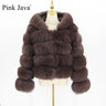 pink java QC20110 women winter fur coats real fox fur coat natural fur jacket hood fur coat luxury fashion fur clothes wholesale