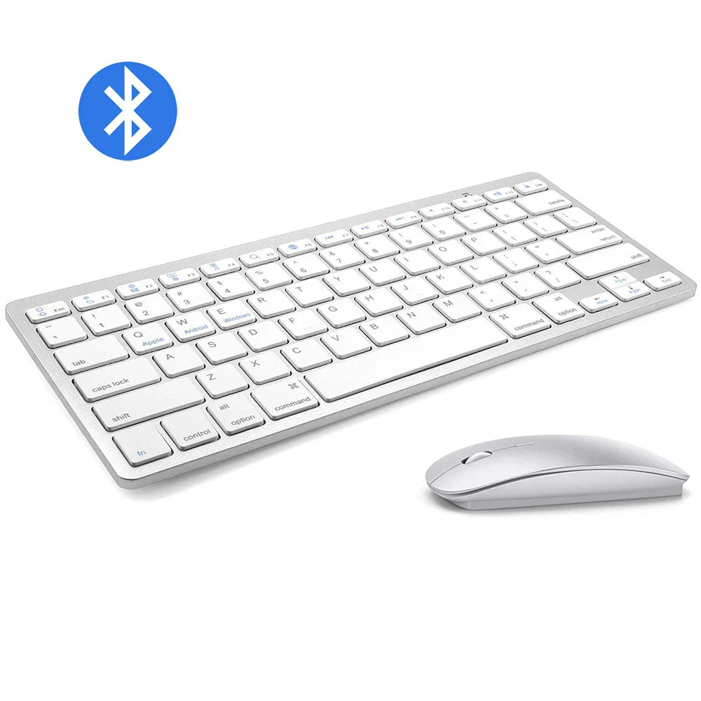 Bluetooth Keyboard Mouse Combo Ultra-Slim Mute Keycap Wireless Bluetooth Mouse Mice for Mac iPad iPhone iOS Android Windows