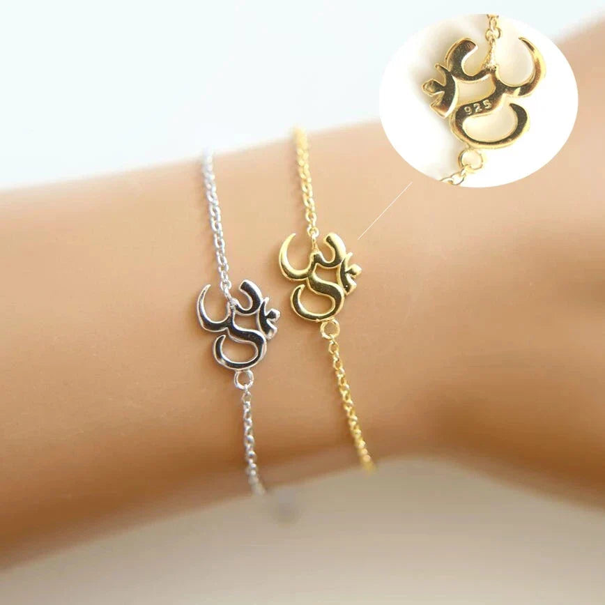 100% 925 Sterling Silver Earring Stud OM Ohm Sign Jewelry YOGA Earrings For Elegance Girl Gold Color Simple Delicate Earring