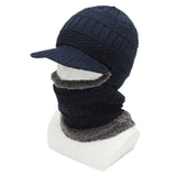 Winter Men's Casual Plus Velvet Ear Protection Neck And Face One-Piece Hat Knitted Beanies Caps Skullies Skullcap Bone Gorros