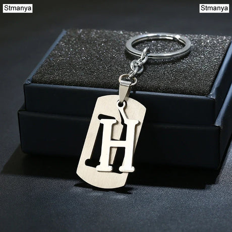 NEW DIY Stainless Steel A-Z Letters key Chain Charm 26 Letters  KeyChain Men Women keychain Couple gift Jewelry Car Key Ring