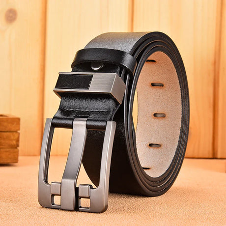 [LFMB]Cow Genuine Leather Luxury Strap Male Belts for Men New Large Plus Size 140 150 160cm Vintage Pin Buckle Men Belt High Qua