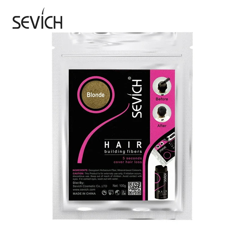 Sevich 100g Hair Fibers Refill Bag 10 Colors Keratin Hair Building Fiber Powder Instant Hair Growth Fiber Powder Anti-Hair Loss