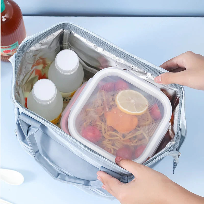 Portable Lunch Bag Women Large Capacity Waterproof Convenient Fresh Cooler Bags Picnic Lunch Container Food Storage Bags WY278