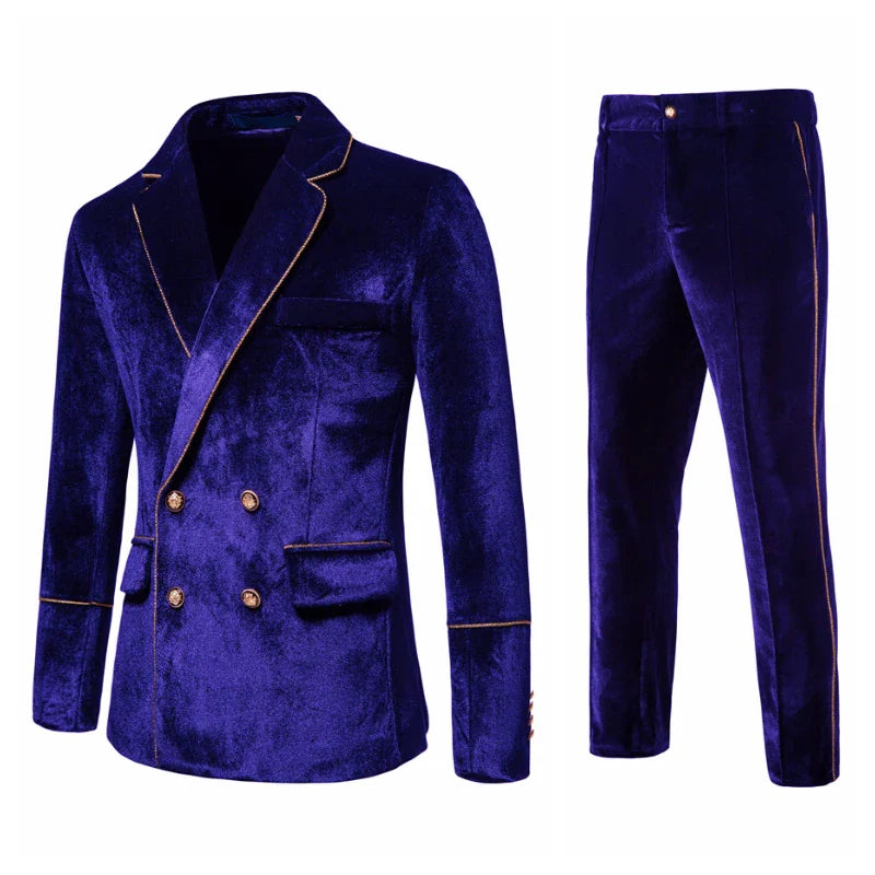 Men's High-end Velvet Suits  Dress Jacket Party Costumes Jacket and Pants