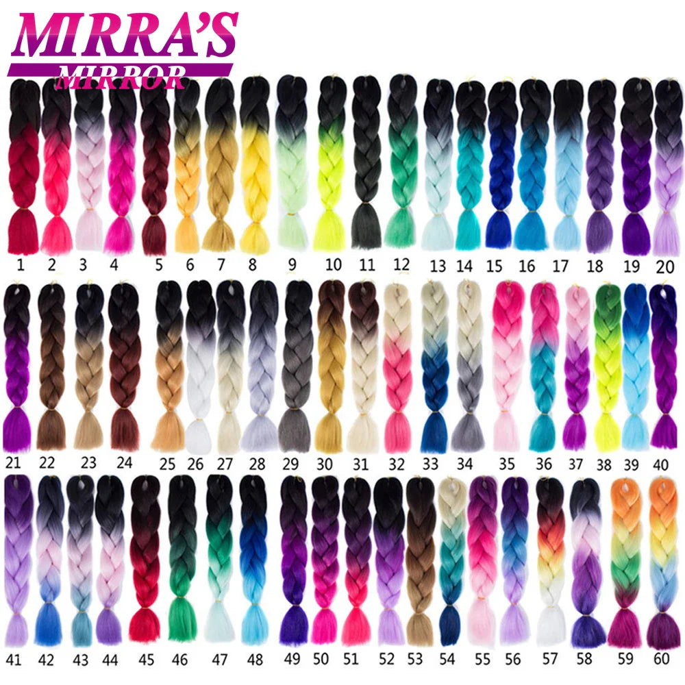 Mirra’s Mirror 24inch Synthetic Braiding Hair Extensions 10pcs Wholesale Colorful Braids Hair Jumbo Braid Hair Black Brown