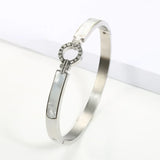 New Fashion White Shell Roman Numeral Bangles & Bracelets Gold Color Women Bangle For Fashion Bracelet Jewelry