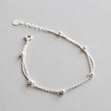 F.I.N.S 925 Sterling Silver Fashion Women's Bracelet Double Layer Beads Charm Bracelet For Women Girls Friendship Bracelets