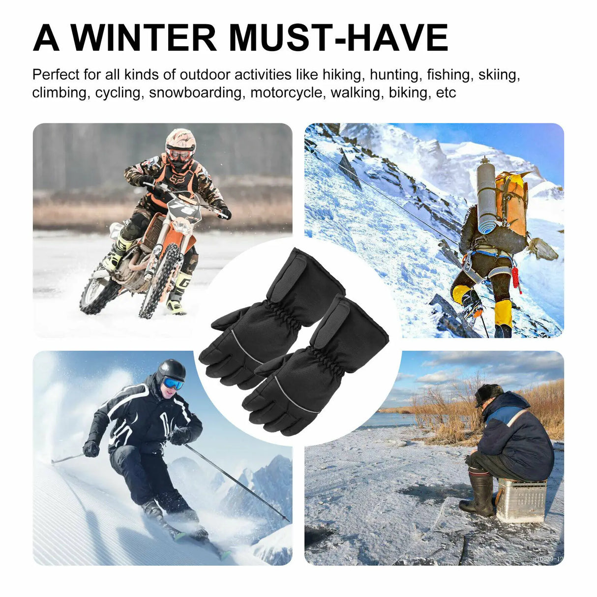 2x Winter Motorcycle Gloves Men Electric Heated Gloves TouchScreen Thermal Guantes Battery Powered for MTB Riding Heating Gloves