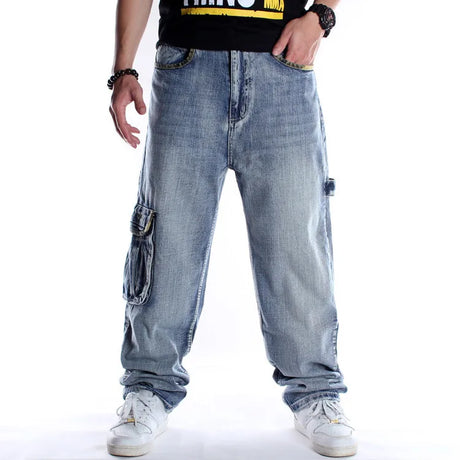 Plus Size Waist 30-46Inch Streetwear Baggy Jeans Men's Designer Clothes Embroidered Flower Wings Trousers Male