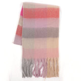 Luxury Brand Women Plaid Scarf Winter Warm Pashmina Shawls Cashmere Thick Wrap Lady Tassel Scarves Rainbow Hairy Bufanda