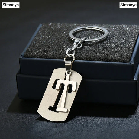 NEW DIY Stainless Steel A-Z Letters key Chain Charm 26 Letters  KeyChain Men Women keychain Couple gift Jewelry Car Key Ring