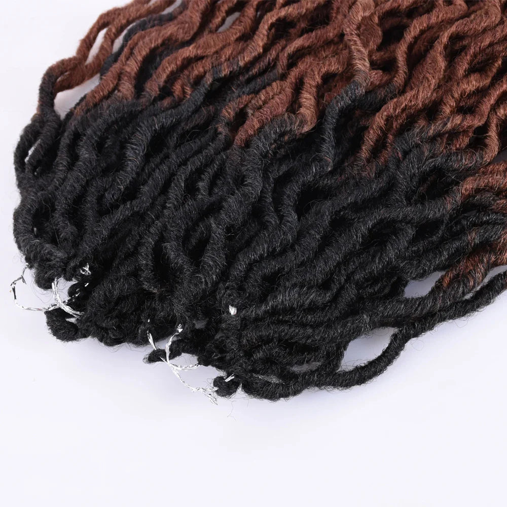 Goddess Nu Locs Soft Curly Faux Locs Crochet Hair Braids 18inch Synthetic Ombre Braiding Hair Extensions Pre Loop