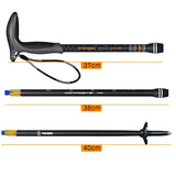 Walking Stick Carbon Fibers T-handle Adjustable 49-100cm 3 Section Inner Lock Mountain-climbing Crutch Outdoor Hiking