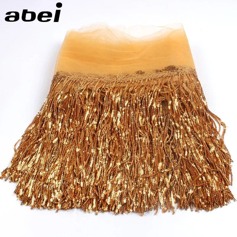 2Yards 30cm DIY Wedding Party Dress Fabric Trims Fringe Tassel Sequins Paillette Lace Ribbon Handmade Sewing Clothes Accessories