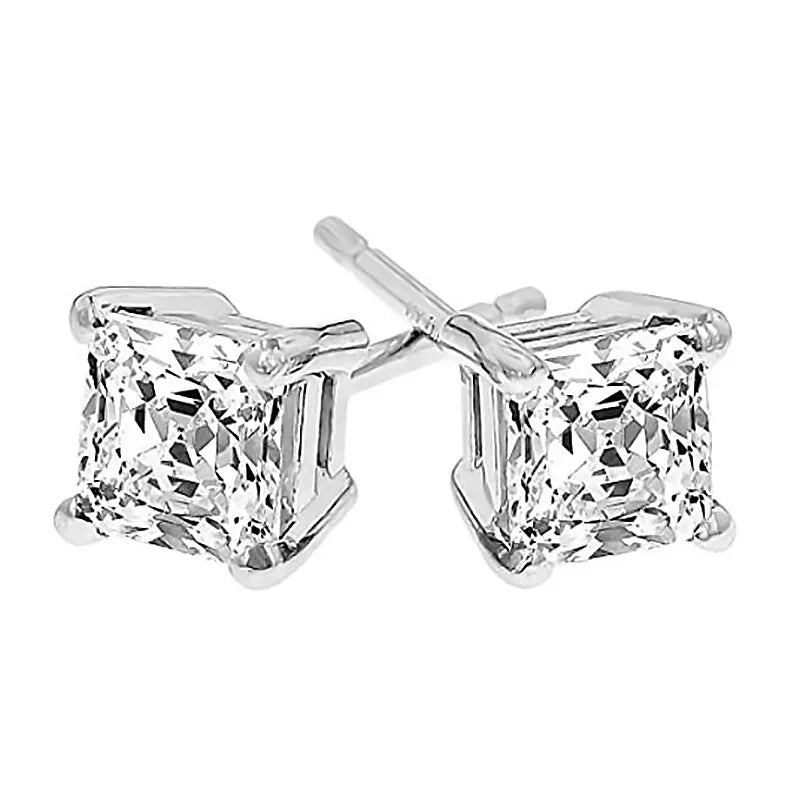 ANZIW Square 925 Silver Stud Earrings For Women Men Zirconia Diamond Earring Wedding Engagement Bridal Jewelry Certified Gifts