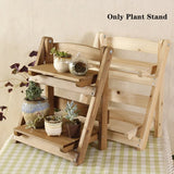 Balcony Garden Corner Display Rack Desk Shelf Living Room Two-layer Plant Stand Storage Solid Wood Folding Retro Indoor Outdoor