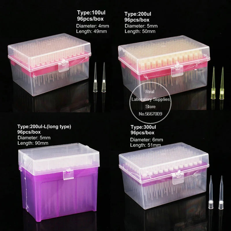 1set Lab 10ul/10ul-L/20ul/50ul/100ul/200ul/300ul/1ml/5ml/10ml Plastic Pipettor Tip Box with Pipette Filter Tips For Experiment