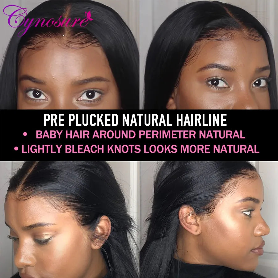 Cynosure 13X4/13X6 HD Transparent Lace Front Human Hair Wigs for Women Pre Plucked Remy Brazilian Straight Lace Frontal Wig